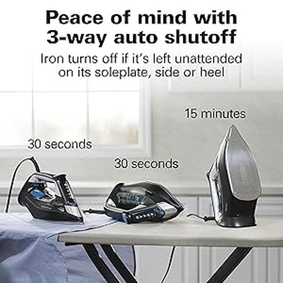 Hamilton Beach Steam Iron 1800W with FabricIQ Touchpad, Auto Shutoff, Stainless - Picture 2 of 9
